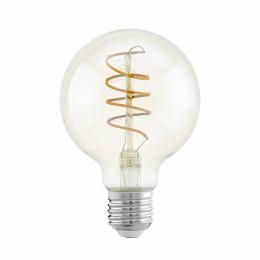 Лампа светодиодная филаментная Eglo E27 4W 2200К янтарь  - 1