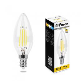 Изображение продукта Лампа светодиодная диммируемая филаментная Feron E14 7W 2700K прозрачная LB-166 