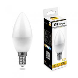 Лампа светодиодная Feron E14 7W 2700K Свеча Матовая LB-97  - 1