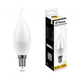 Изображение продукта Лампа светодиодная Feron E14 7W 2700K Свеча на ветру Матовая LB-97 