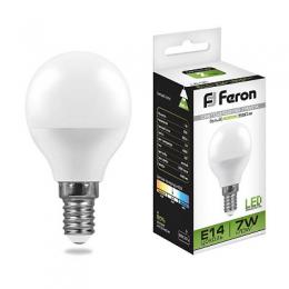 Изображение продукта Лампа светодиодная Feron E14 7W 4000K Шар Матовая LB-95 