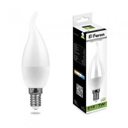 Изображение продукта Лампа светодиодная Feron E14 7W 4000K Свеча на ветру Матовая LB-97 