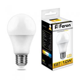 Лампа светодиодная Feron E27 10W 2700K Шар Матовая LB-92  - 1