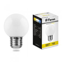 Лампа светодиодная Feron E27 1W 2700K Шар Матовая LB-37  - 1