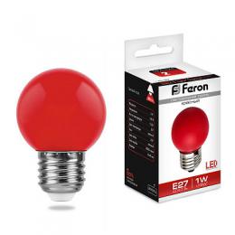 Лампа светодиодная Feron E27 1W Красный Шар Матовая LB-37 E27 1W Красный  - 1