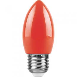 Лампа светодиодная Feron E27 1W красный Свеча Матовая LB-376  - 1