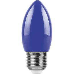 Лампа светодиодная Feron E27 1W синий Свеча Матовая LB-376  - 1