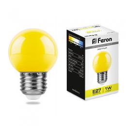Лампа светодиодная Feron E27 1W желтый Шар Матовая LB-37  - 1