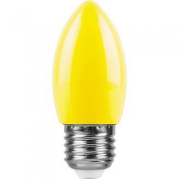 Лампа светодиодная Feron E27 1W желтый Свеча Матовая LB-376  - 1
