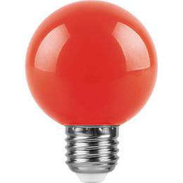 Лампа светодиодная Feron E27 3W красный Шар Матовая LB-371  - 1
