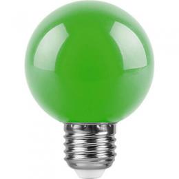 Лампа светодиодная Feron E27 3W зеленый Шар Матовая LB-371  - 1