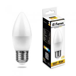 Изображение продукта Лампа светодиодная Feron E27 5W 2700K Свеча Матовая LB-72 