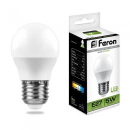 Изображение продукта Лампа светодиодная Feron E27 5W 4000K Шар Матовая LB-38 