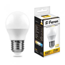 Лампа светодиодная Feron E27 7W 6400K Шар Матовая LB-95  - 1