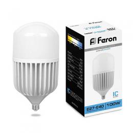 Лампа светодиодная Feron E27-E40 100W 6400K Цилиндр Матовая LB-65  - 1