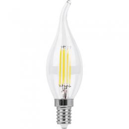 Лампа светодиодная филаментная Feron E14 11W 4000K Свеча на ветру Прозрачная LB-714  - 1