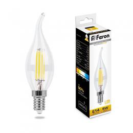 Изображение продукта Лампа светодиодная филаментная Feron E14 5W 2700K Свеча на ветру Прозрачная LB-59 