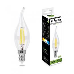 Изображение продукта Лампа светодиодная филаментная Feron E14 5W 4000K Свеча на ветру Прозрачная LB-59 