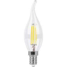 Лампа светодиодная филаментная Feron E14 5W 4000K Свеча на ветру Прозрачная LB-59  - 2