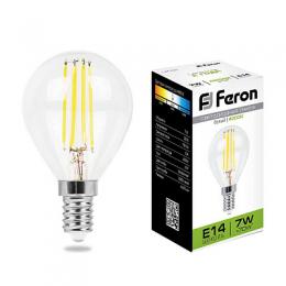Изображение продукта Лампа светодиодная филаментная Feron E14 7W 4000K Шар Прозрачная LB-52 