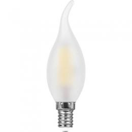 Лампа светодиодная филаментная Feron E14 9W 2700K Свеча на ветру Матовая LB-74  - 1