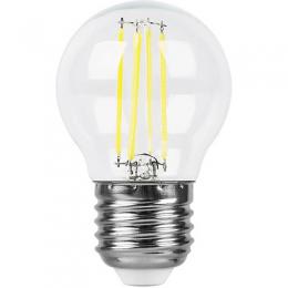 Лампа светодиодная филаментная Feron E27 5W 4000K Шар Прозрачная LB-61  - 3