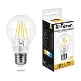 Изображение продукта Лампа светодиодная филаментная Feron E27 7W 2700K Шар Прозрачная LB-57 