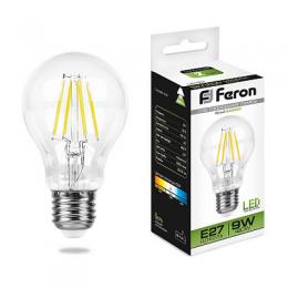 Лампа светодиодная филаментная Feron E27 9W 4000K Шар Прозрачная LB-63  - 1