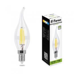 Изображение продукта Лампа светодиодная филаментнаядиммируемая Feron E14 7W 4000K Свеча на ветру Прозрачная LB-167 