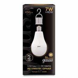 Лампа светодиодная аккумуляторная Gauss E27 7W 3000K матовая  - 3