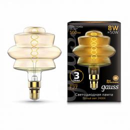 Изображение продукта Лампа светодиодная филаментная диммируемая Gauss E27 8W 2400K золотая 