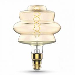 Лампа светодиодная филаментная диммируемая Gauss E27 8W 2400K золотая  - 3