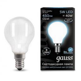Лампа светодиодная филаментная Gauss E14 5W 4100К матовая  - 1