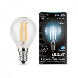 Изображение продукта Лампа светодиодная филаментная Gauss E14 5W 4100K прозрачная 