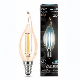 Изображение продукта Лампа светодиодная филаментная Gauss E14 5W 4100K золотая 