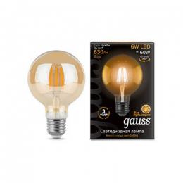 Изображение продукта Лампа светодиодная филаментная Gauss E27 6W 2400K прозрачная 