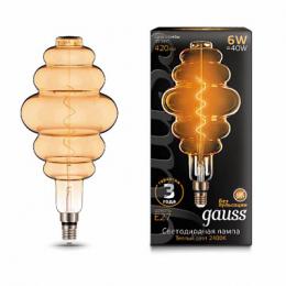 Изображение продукта Лампа светодиодная филаментная Gauss E27 6W 2400K золотая 
