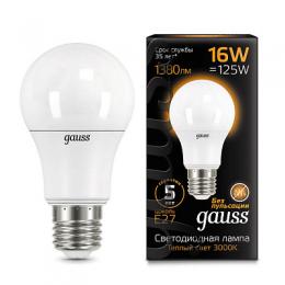 Лампа светодиодная Gauss E27 16W 3000K матовая  - 1
