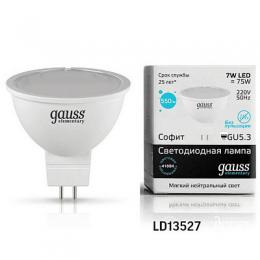 Лампа светодиодная Gauss GU5.3 7W 4100K матовая  - 1