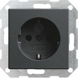 Изображение продукта Розетка Gira System 55 Schuko с/з со шторками 16A 250V безвинтовой зажим антрацит 