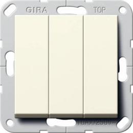 Выключатель трехклавишный Gira System 55 10A 250V кремовый глянцевый  - 1