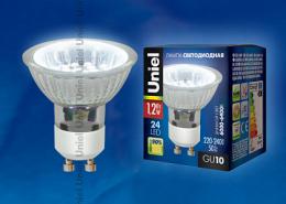 Лампа светодиодная (04008) Uniel GU10 1,2W 6000-6400K прозрачная  - 1