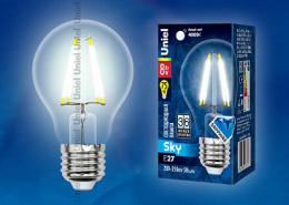Лампа светодиодная филаментная (UL-00001372) Uniel E27 8W 4000K прозрачная  - 2
