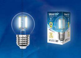 Лампа светодиодная филаментная (UL-00002208) Uniel E27 6W 4000K прозрачная  - 2