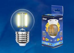 Лампа светодиодная филаментная Uniel E27 5W 3000K прозрачная  - 2