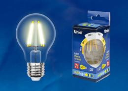 Лампа светодиодная филаментная Uniel E27 7W 3000K прозрачная  - 2