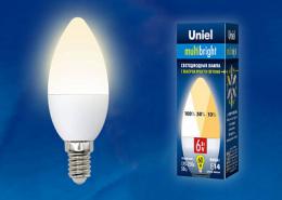 Лампа светодиодная (UL-00002373) Uniel E14 6W 3000K матовая  - 2