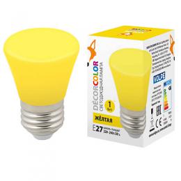 Лампа декоративная светодиодная (UL-00005641) Volpe E27 1W желтая матовая  - 1