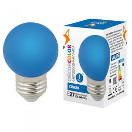 Лампа декоративная светодиодная (UL-00005647) Volpe E27 1W синяя  - 1