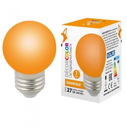 Лампа декоративная светодиодная (UL-00005650) Volpe E27 1W оранжевая  - 1
